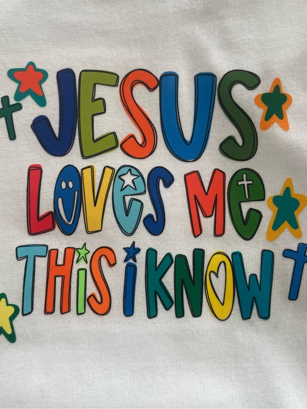 Gildan White Kids Tee - Colorful 'Jesus Loves Me This I Know' Graphic